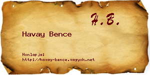 Havay Bence névjegykártya